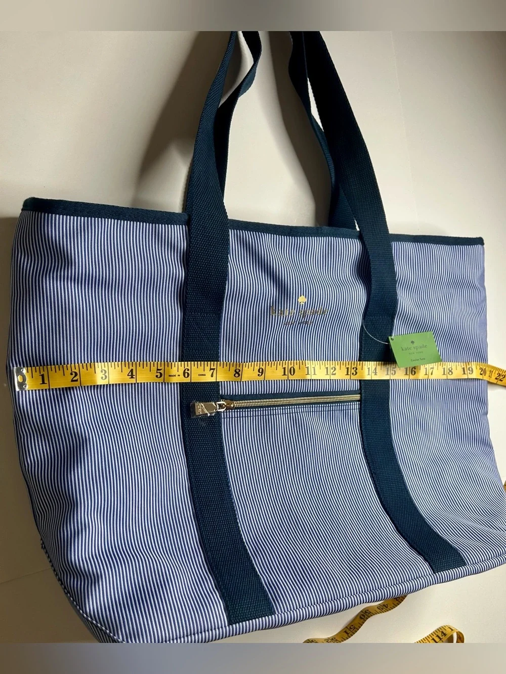 kate spade NWT Navy and White Pinstripe Cooler Tote Insulated Nautical Beach